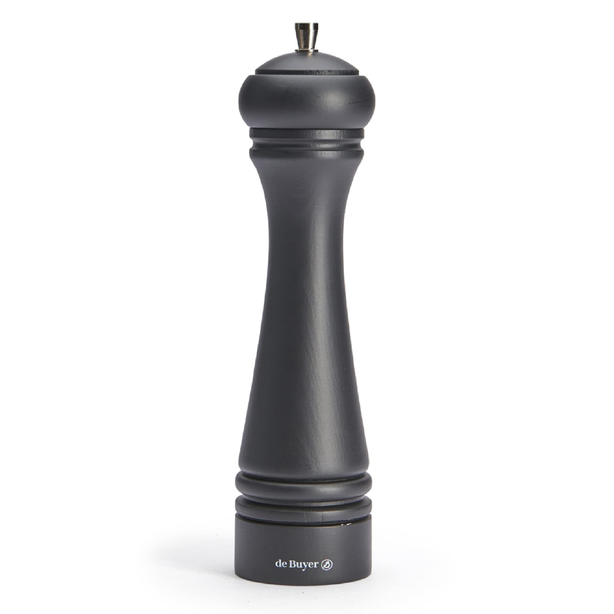 de Buyer JAVA Pepper Mill, Matte Black - 10” - Stainless Steel & Beechwood - Includes Knob to Adjust Grind Size - Corrosion Resistant - Made in France