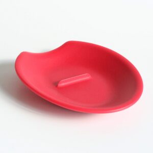 Crack'em Egg Cracker & Spoon Rest (Candy Apple Red) - Perfectly Cracks Eggs & Contains Messes - Easy to Use & Clean - Great for Kids - Prevents Broken Yolks