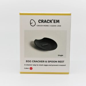 Crack'em Egg Cracker & Spoon Rest (Candy Apple Red) - Perfectly Cracks Eggs & Contains Messes - Easy to Use & Clean - Great for Kids - Prevents Broken Yolks