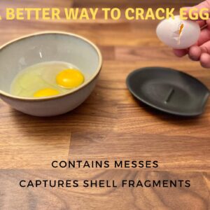 Crack'em Egg Cracker & Spoon Rest (Candy Apple Red) - Perfectly Cracks Eggs & Contains Messes - Easy to Use & Clean - Great for Kids - Prevents Broken Yolks