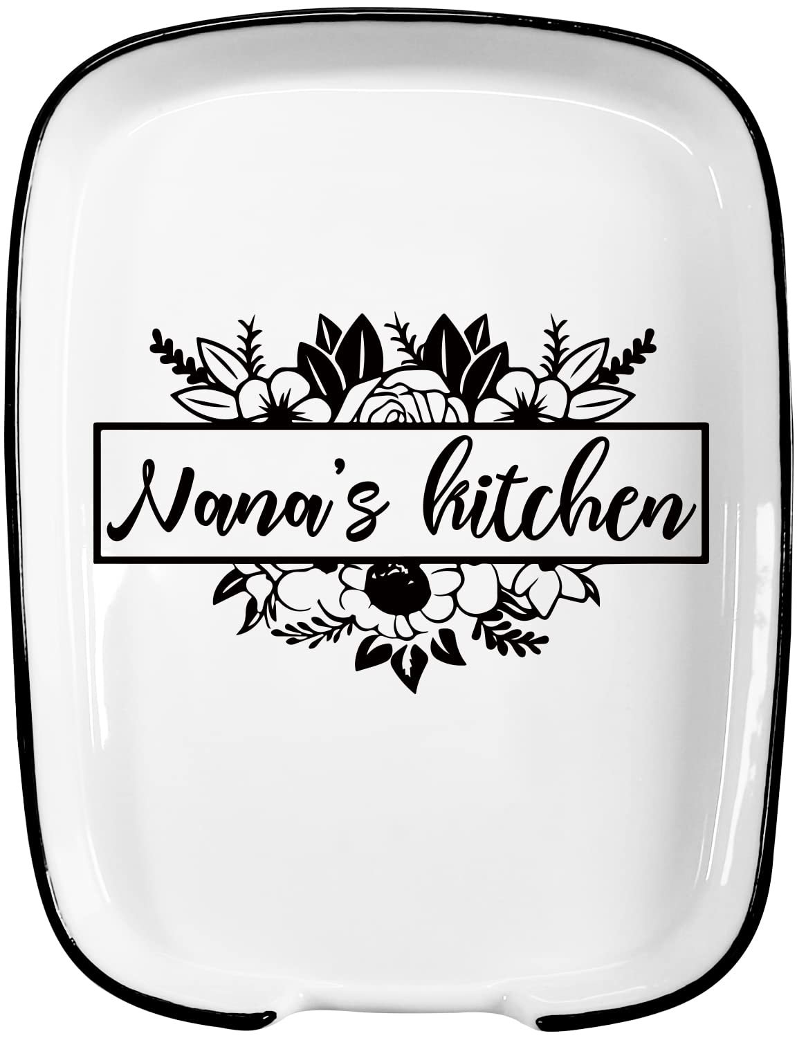 Hvukeke Ceramic Spoon Rest for Kitchen Stove Top Counter, Funny Nana's Kitchen White Spoon Holders for Chef, NaNa, Grandma, Grandmother Cute Kitchen Gift