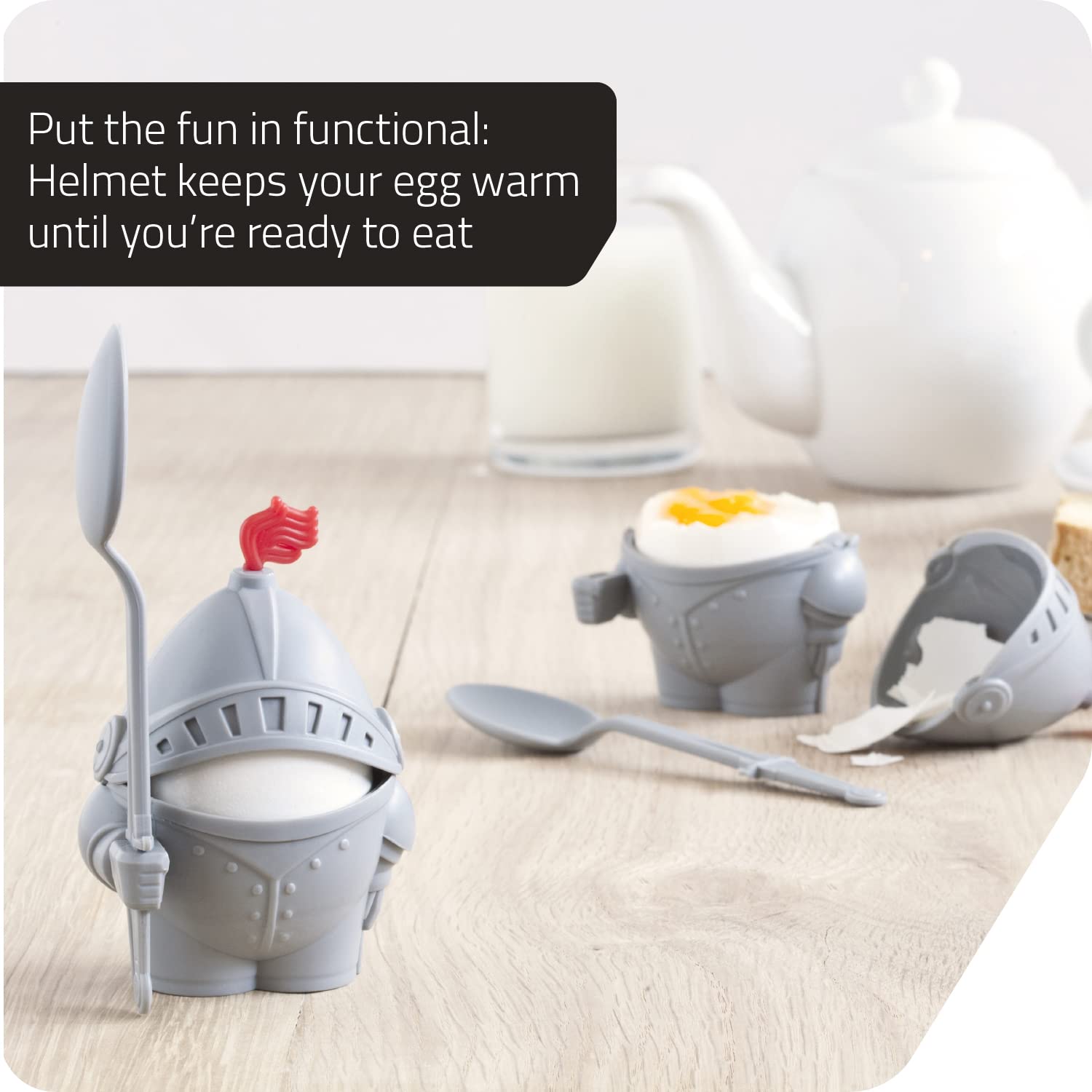 Arthur- Soft or Hard Boiled Egg Cup Holder With a Spoon Included- Knight Design - Kitchen Utensil Decor by Peleg Design