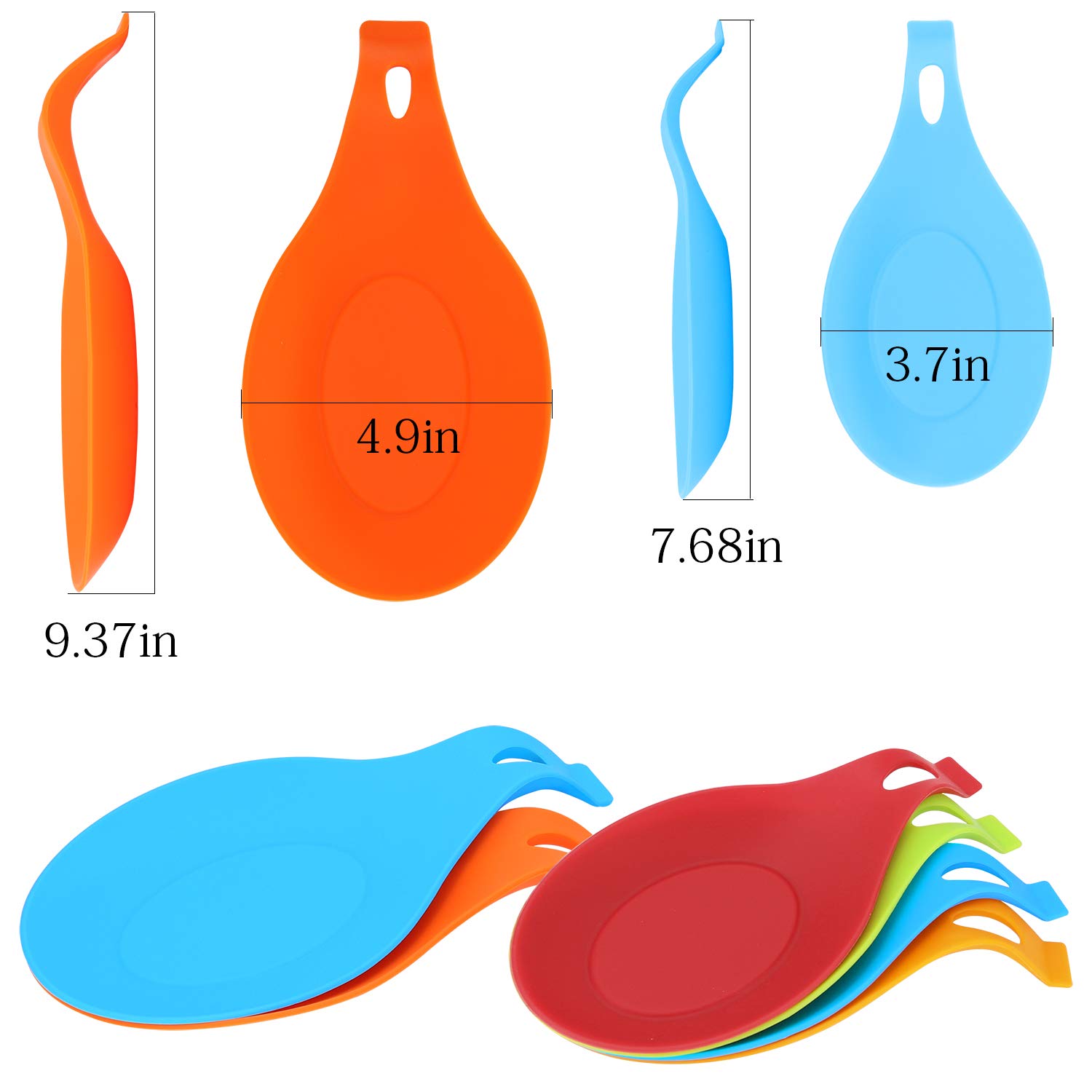 6 Pieces Set Kitchen Silicone Spoon Rest Heat Resistant Kitchen Utensil Rest Ladle Spoon Holder Colorful Spatula Holder Rest Kitchen Tool （2 Big and 4 Small Size）