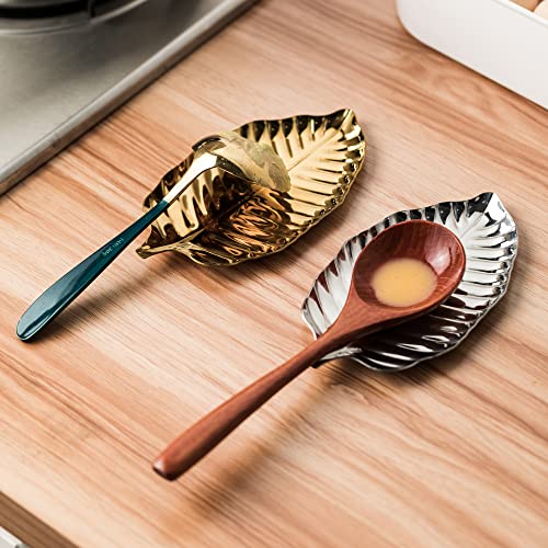 Gold Spoon Rest for Kitchen Counter, Spoon Rest for Stove Top Stainless Steel Spoon Holder for Stove Top, Spatula Spoon Ladle Utensil Holder, Spoon Rest for Utensils, Farmhouse Kitchen Decor