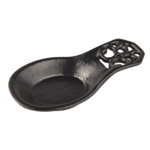 vintage spoon rest, kitchen spoon rest cast iron utensil rest ladle spoon holder for cooking home decor, 7.9''*3.7''*1.1'', black