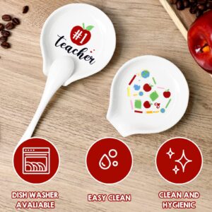 Teacher Gifts Spoon Rest Set of 2 Christmas Gifts Ceramic Spoon Holder for Women Coffee Bar Kitchen Counter Teacher Birthday Teacher Appreciation Week Housewarming Thanksgiving Present