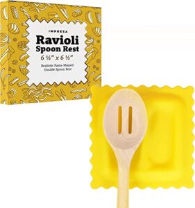 impresa large ravioli spoon rest-countertop kitchen utensil holder- pasta-shaped spoon rest novelty gift for up to 2 cooking spoons - eye-catching kitchen tools-cooking gadgets to impress family-6.5"