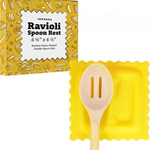 IMPRESA Large Ravioli Spoon Rest-Countertop Kitchen Utensil Holder- Pasta-Shaped Spoon Rest Novelty Gift for up to 2 Cooking Spoons - Eye-Catching Kitchen Tools-Cooking Gadgets to Impress Family-6.5"