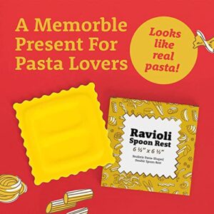 IMPRESA Large Ravioli Spoon Rest-Countertop Kitchen Utensil Holder- Pasta-Shaped Spoon Rest Novelty Gift for up to 2 Cooking Spoons - Eye-Catching Kitchen Tools-Cooking Gadgets to Impress Family-6.5"