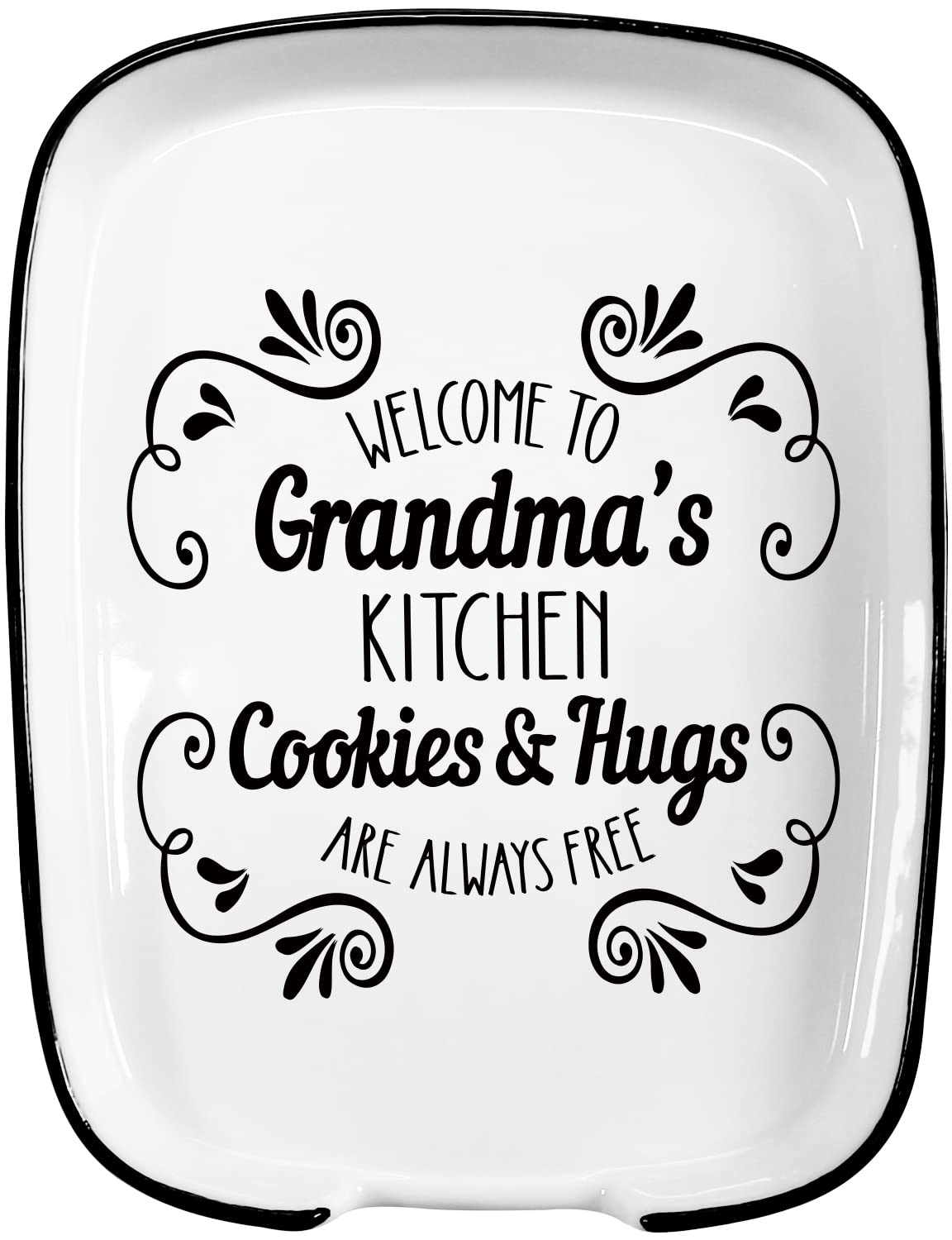 Hvukeke Ceramic Spoon Rest for Kitchen Stove Top Counter, Funny Welcome to Grandma's Kitchen White Spoon Holders for Grandma, Grandmother, Nana Cute Kitchen Decor Gift