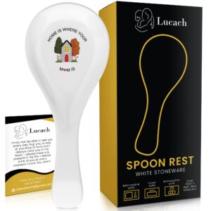 lucach - birthday gifts for mom | unique gifts for mom from daughter & son | stoneware spoon rest cute 10.5" x 4.25" for kitchen