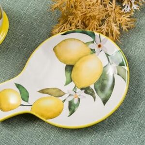 Bico Lemon Dreams Ceramic Spoon Rest, House Warming Gift, Dishwasher Safe