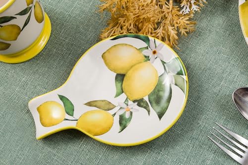 Bico Lemon Dreams Ceramic Spoon Rest, House Warming Gift, Dishwasher Safe