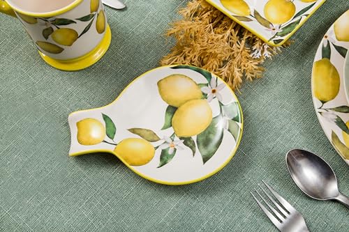 Bico Lemon Dreams Ceramic Spoon Rest, House Warming Gift, Dishwasher Safe