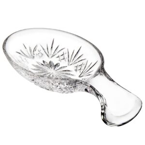 godinger spoon rest for kitchen, crystal glass spoon holder rest - dublin collection
