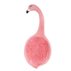 animal-themed ceramic spoon rest kitchen ladle and spoon holder - flamingo