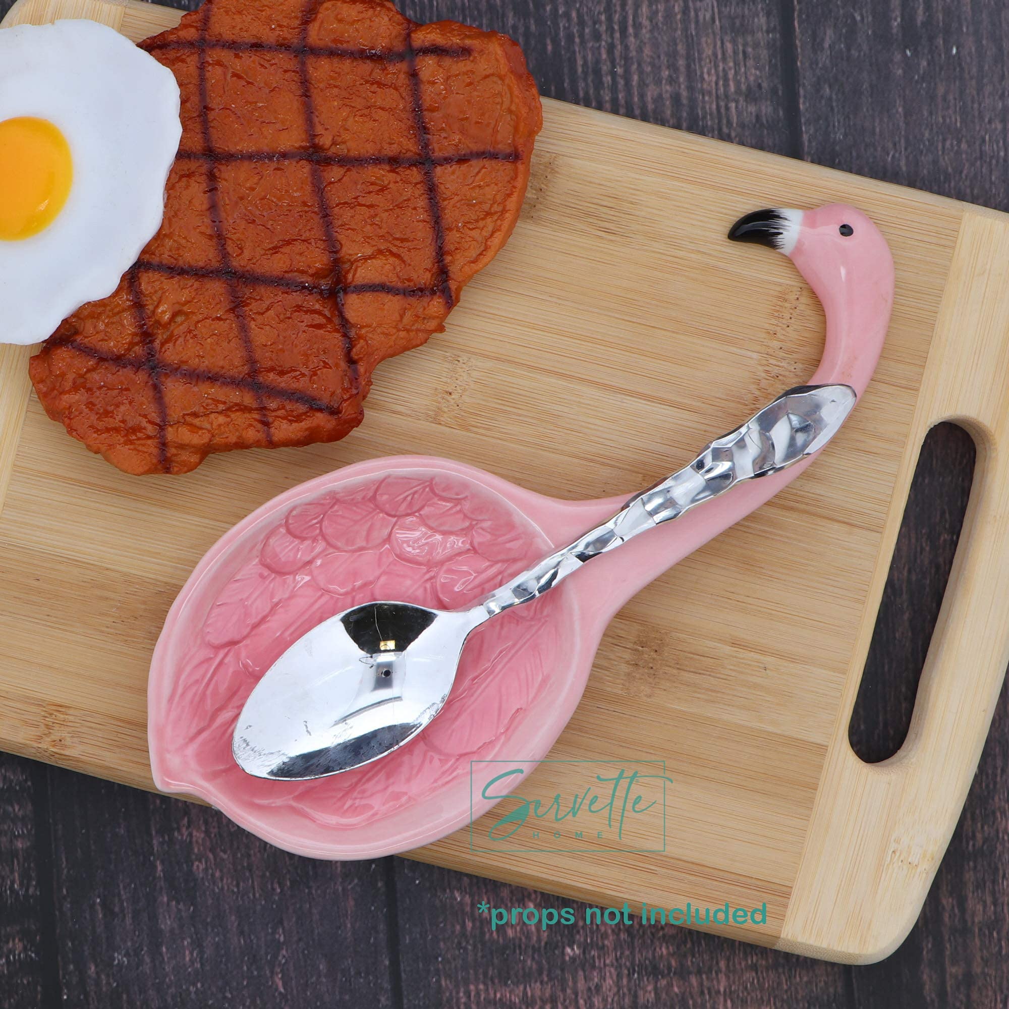 Animal-themed Ceramic Spoon Rest Kitchen Ladle and Spoon Holder - Flamingo