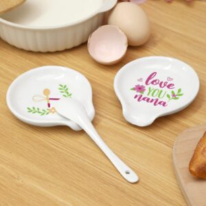 Nefelibata Grandma Gifts Spoon Rest Set of 2 Mother's Day Gifts Nana Ceramic Spoon Holder for Grandmother Coffee Bar Kitchen Counter Mimi Birthday Grandparent's Day Housewarming Thanksgiving Present