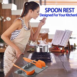 Sameme Silicone 2 in 1 Spoon Rest with Drip Pad for Multiple Utensils,Cooking Spoon Holder for Kitchen Stove Top Counter,Heat Resistant,Kitchen Utensil Holder for Spoons, Ladles, Tongs& More