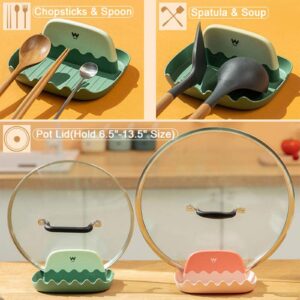 2 Packs Kitchen Spoon Rest/Spoon Holder for Stove Top, Heat-Resistant Utensil Rest with Drip Pads, BPA Free Spatula Rests Organizer for Ladles,Pot Lid,Forks. Silicone Sponge as Gifts