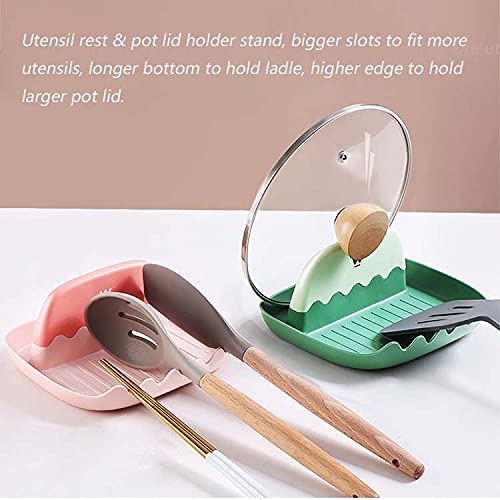 2 Packs Kitchen Spoon Rest/Spoon Holder for Stove Top, Heat-Resistant Utensil Rest with Drip Pads, BPA Free Spatula Rests Organizer for Ladles,Pot Lid,Forks. Silicone Sponge as Gifts