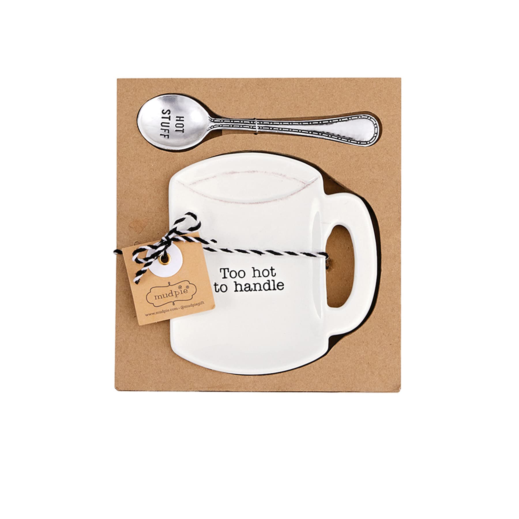 Mud Pie COFFEE SPOON REST SET, 4 1/2" x 4 1/2", Too hot to handle