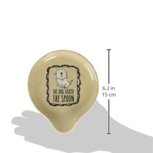 Pavilion Gift Company It's Cats & Dogs-"The Dog Licked The Spoon" Tan Ceramic Spoon Rest, Small, Beige