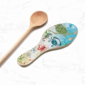 UPware Melamine Spoon Rest Spoon Holder Kitchen Utensil Holders 9.625 Inch for Kitchen Counter Dining Table (Sealife Crab)