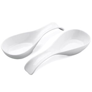 yedio porcelain spoon rest for cooking, 2 piece white spoon holder for kitchen counter, 9.5 inch large spoon rest for cooktop