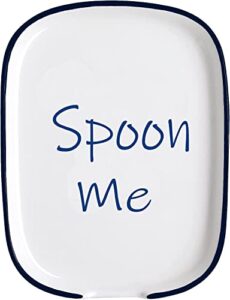 ceramic spoon rest for stove top, spoon holder for stove top, cooking utensil holder, farmhouse kitchen accessories, utensil rest and spoon rest, blue farmhouse kitchen decor (blue)