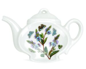 portmeirion botanic garden teapot shaped spoon rest | cooking utensil holder for kitchen counter and stove top | made in england from fine earthenware