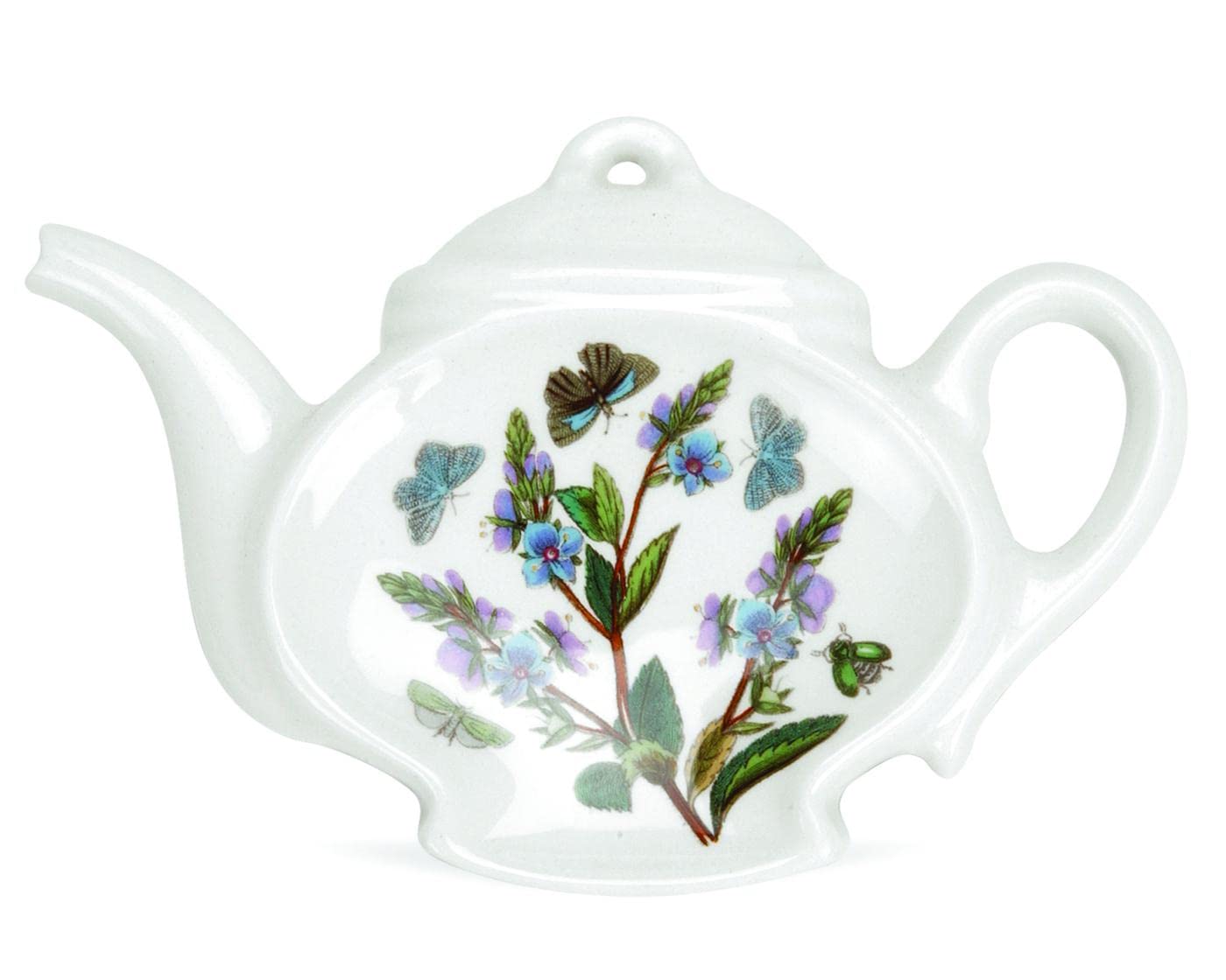 Portmeirion Botanic Garden Teapot Shaped Spoon Rest | Cooking Utensil Holder for Kitchen Counter and Stove Top | Made in England from Fine Earthenware