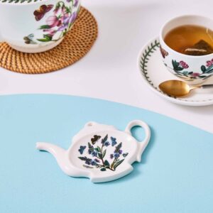 Portmeirion Botanic Garden Teapot Shaped Spoon Rest | Cooking Utensil Holder for Kitchen Counter and Stove Top | Made in England from Fine Earthenware