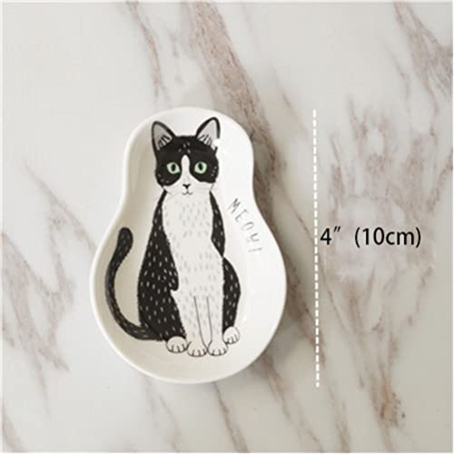 KiaoTime Coffee Spoon Rests and Spoon - Ceramic Cute Cat Spoon Rest Teaspoon Holder Coffee Station Decor Coffee bar Coffee Stirrers Holder for Home Kitchen Accessories