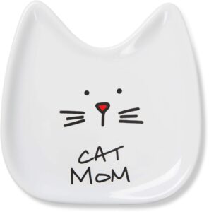 pavilion gift company blobby cat, cat spoon rest " cat mom", 5", white