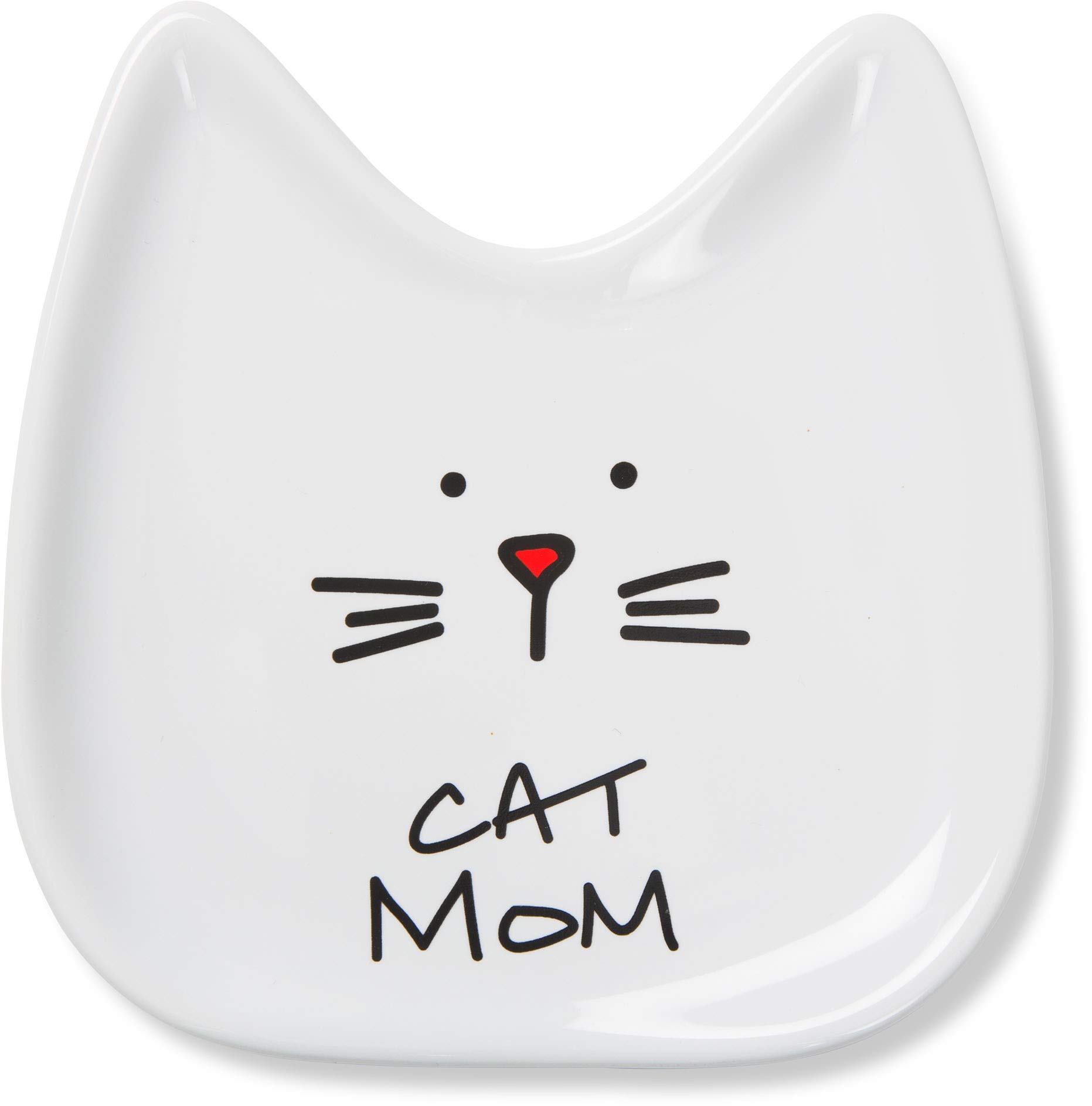 Pavilion Gift Company Blobby Cat, Cat Spoon Rest " Cat Mom", 5", White