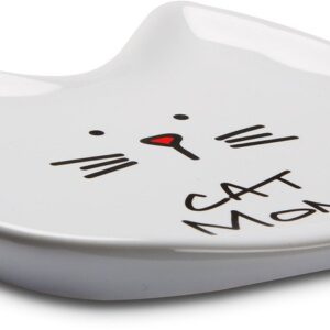 Pavilion Gift Company Blobby Cat, Cat Spoon Rest " Cat Mom", 5", White