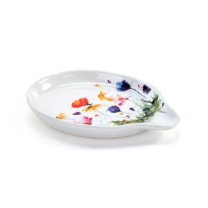 DEMDACO Watercolor Wildflowers 6 x 4.5 Ceramic Stoneware Spoon Rest