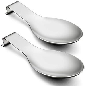 homikit spoon rest set of 2 for kitchen counter stove top, stainless steel utensil rest ladle spatula holder, heavy duty, dishwasher safe