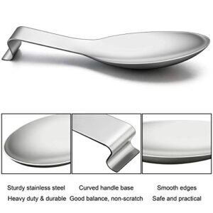 Homikit Spoon Rest Set of 2 for Kitchen Counter Stove Top, Stainless Steel Utensil Rest Ladle Spatula Holder, Heavy Duty, Dishwasher Safe