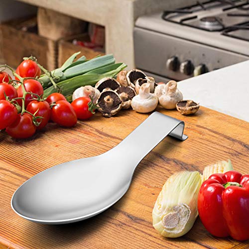 Homikit Spoon Rest Set of 2 for Kitchen Counter Stove Top, Stainless Steel Utensil Rest Ladle Spatula Holder, Heavy Duty, Dishwasher Safe