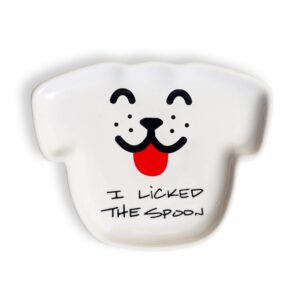 naughty dog spoon rest, ceramic dish, cute novelty gift for dog lovers