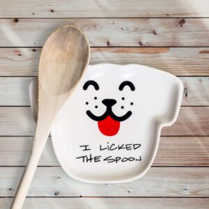 Naughty Dog Spoon Rest, Ceramic Dish, Cute Novelty Gift for Dog Lovers