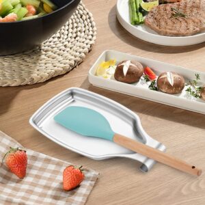 LIANYU Spoon Rest for Kitchen Counter, Stainless Steel Spoon Holder for Stove Top, Spatula Spoon Ladle Utensil Holder with Square Bottom, Heavy Duty, Dishwasher Safe