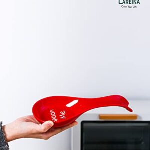 Lareina Ceramic Spoon Rest For Stove Top - Large Spoon Holder For Kitchen Counter Top, Heat-Resistant Cooking Utensil Rest, Cute Coffee Spoon Rest, Modern Farmhouse Kitchen Decor, Red