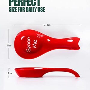 Lareina Ceramic Spoon Rest For Stove Top - Large Spoon Holder For Kitchen Counter Top, Heat-Resistant Cooking Utensil Rest, Cute Coffee Spoon Rest, Modern Farmhouse Kitchen Decor, Red