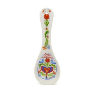 germangiftoutlet | kitchen essentials - decorative ceramic 10" spoon rest for stove top with birds artwork, kitchen utensil holder - 'oma is the greatest' for oma mothers day gift - multicolor.