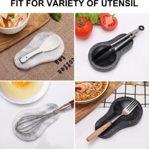 HESHIBI Spoon Rest, 2 Packs Marble Spoon Rest for Kitchen Stove Countertop, Marble Utensil Holder, Perfect for Spatula, Ladle, Fork (White and Black)