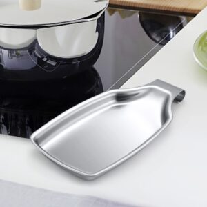 E-far Spoon Rest for Stove Top, 2-Piece Stainless Steel Spoon Holder for Kitchen Counter, Spatula Ladle Utensils Rest, Heavy Duty & Large Size, Dishwasher Safe(8.5 x 4.3 Inch)