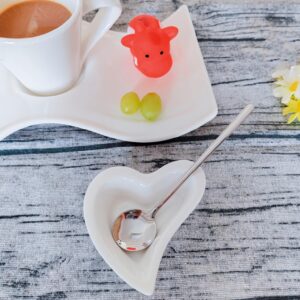 Coffee Spoon and Rest Set, Heart Coffee Spoon Rest for Coffee Bar Small Spoon Rest for Coffee Station Tea Spoon Rest Coffee Spoon Holder for Coffee Bar Teaspoon Rest with Spoon (Two Sets)